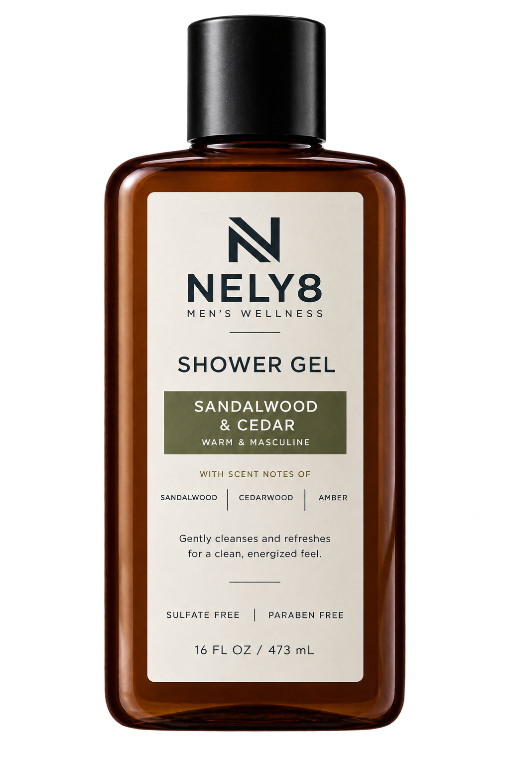 NELY8 Shower Gel — Sandalwood & Cedar