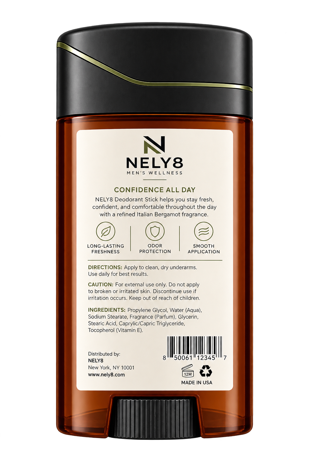 NELY8 Deodorant Stick — Italian Bergamot