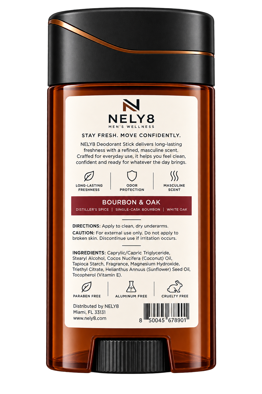 NELY8 Deodorant Stick — Bourbon & Oak